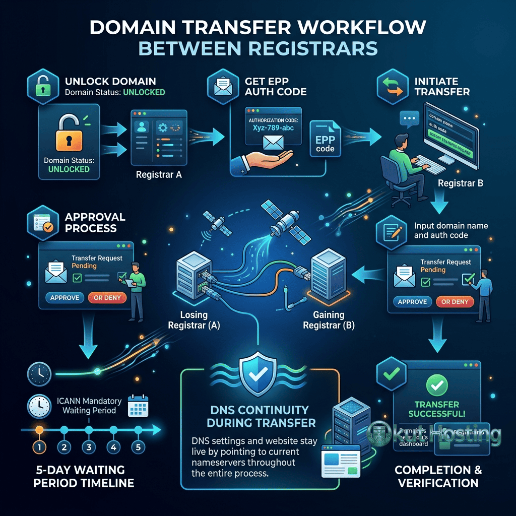 Domain Transfer Process - Moving Names Between Registrars - Featured Image